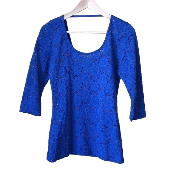 UO Pins & Needles royal blue scoop neck stretch lace top size medium - Picture 1 of 9